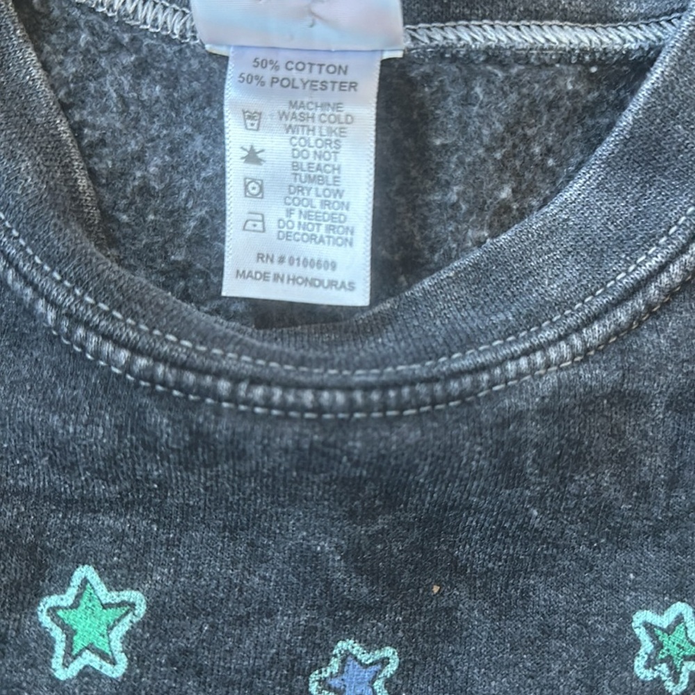 Junk Food Gray Acid Wash Stars Constellations Zodiac Moon Crewneck Sweatshirt XS - Picture 9 of 11